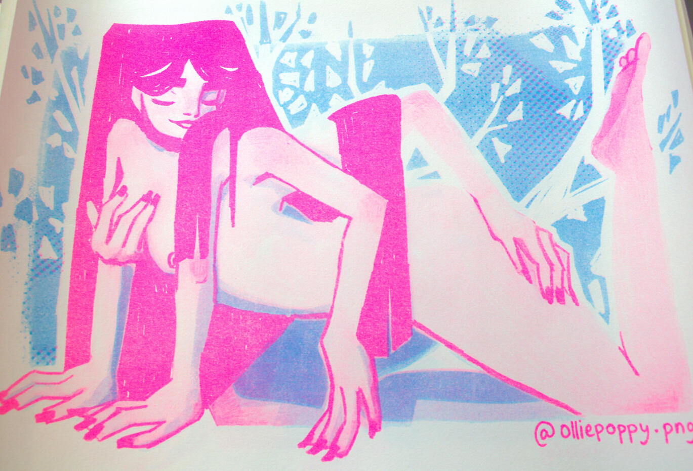 Risograph with Fluorescent Pink and Blue