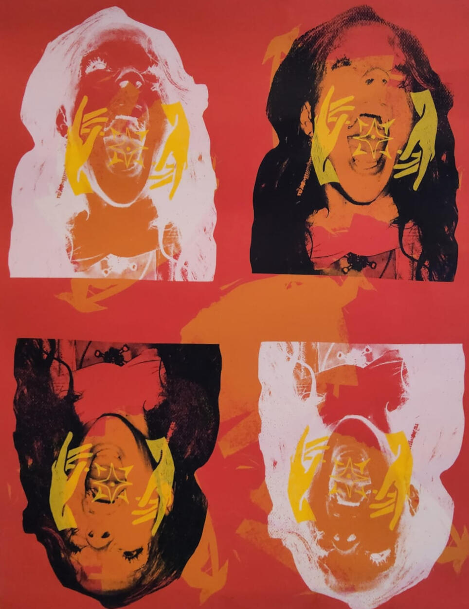 Silkscreen printing result on red paper
