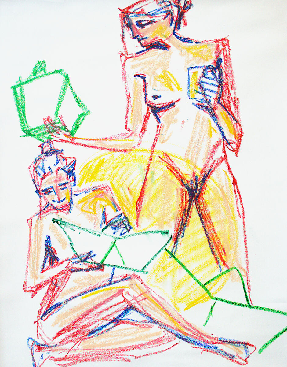 Model Drawing in oil pastels